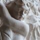 Angel Vase in White Plaster, Vintage Planter with Cherub and Flower Motif