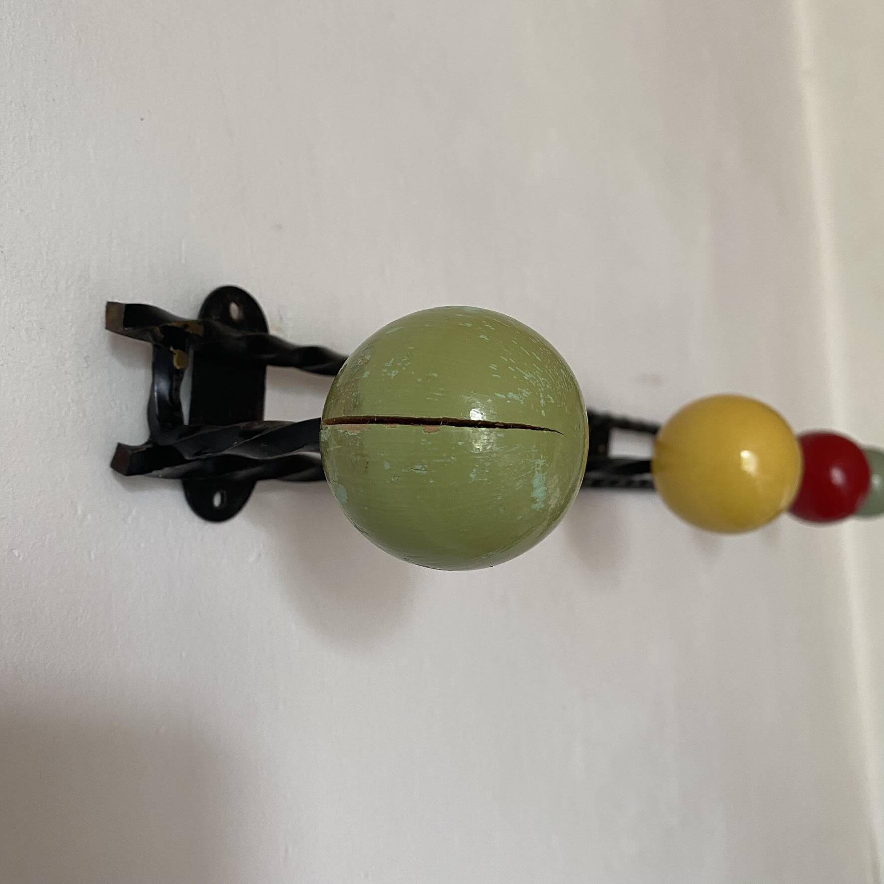 Vintage wooden coat rack balls