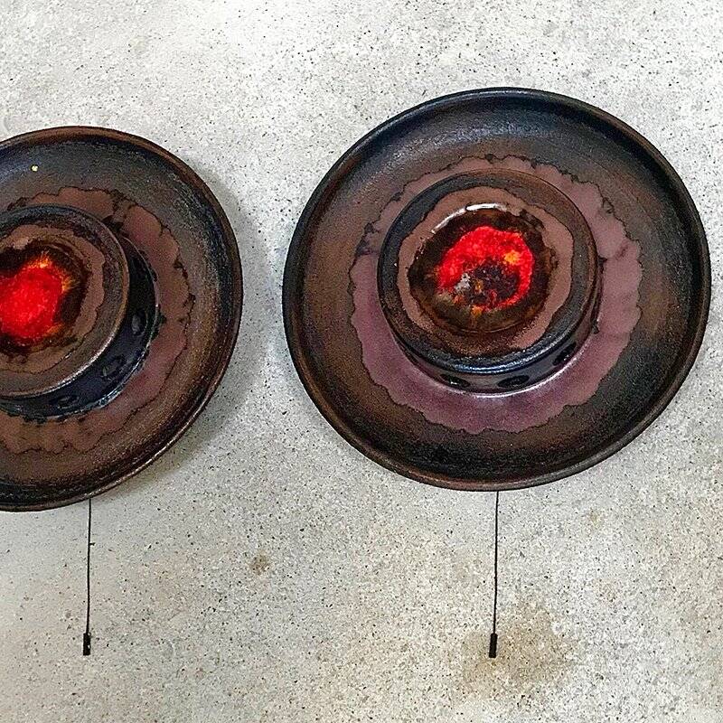 Modernist Scandinavian ceramic art wall lights or sconces, 1960s, set of 2