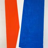 Contemporary abstract painting on burlap 60 x 97 cm