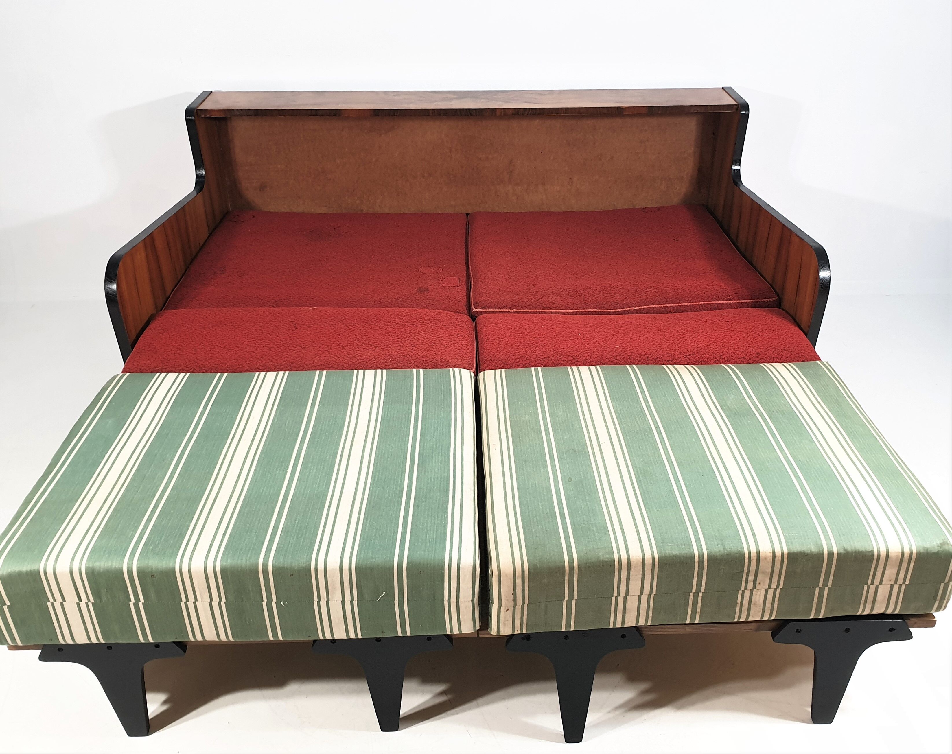 Art deco walnut sofa bed, 1960s