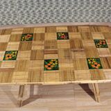 Rattan And Ceramic Dining Room Table Audoux Minnet attribution