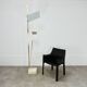 70s design floor lamp, brass and travertine, Hollywood Regency