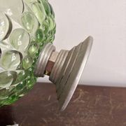 Art Deco Green Moulded Glass Coupe Centre Table with Metal Space Age Base