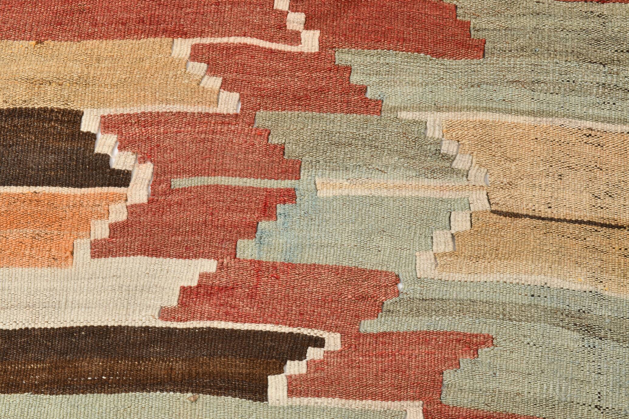 Tribal Pattern Vintage Kilim Runner Rug, 80x347Cm