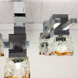 1970's cubic chandelier in chromed metal designed by Maison Sciolari for Mazzega