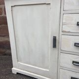 Meuble type Farinier alsacien Brotschrank Rustique vers 1910 sapin Peint buffet Meuble métier Art Po