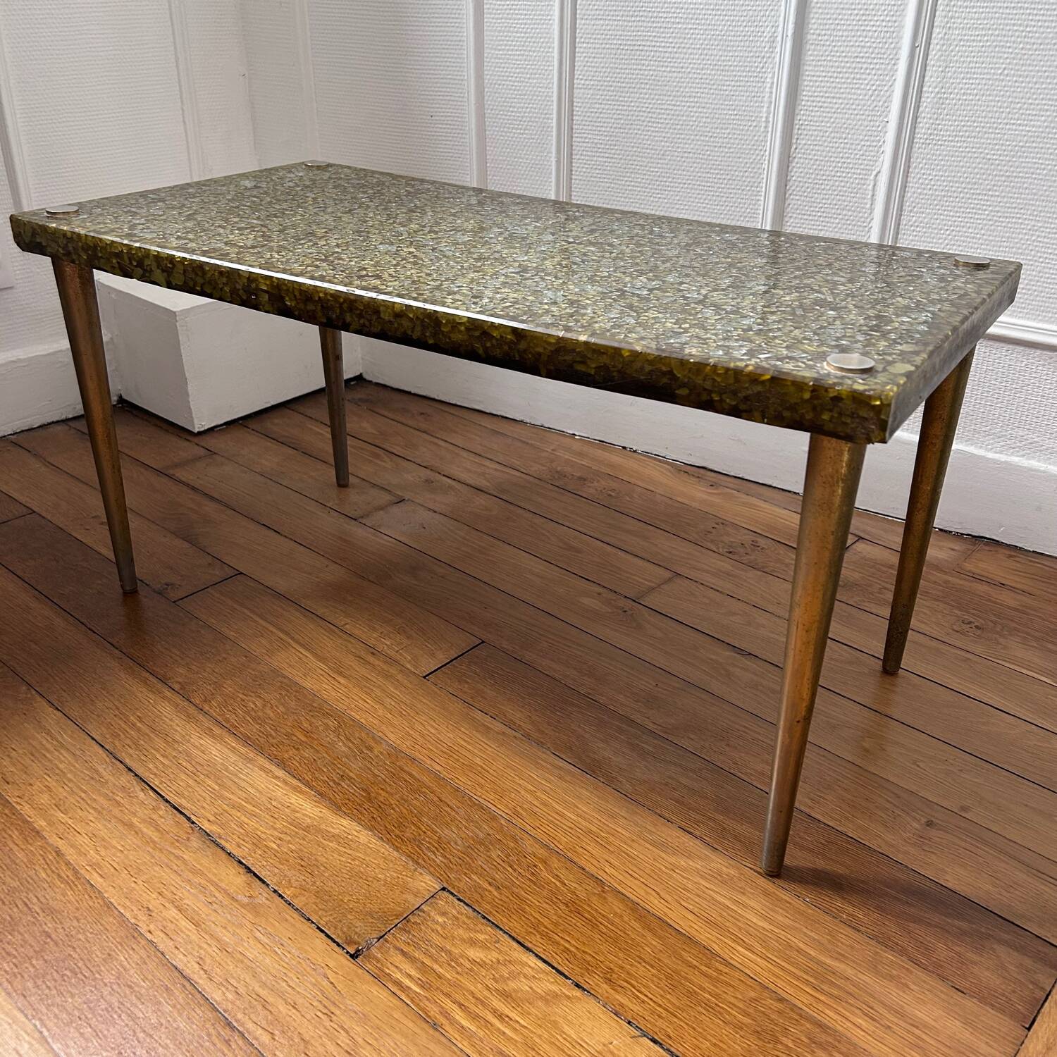 Glass terrazzo coffee table