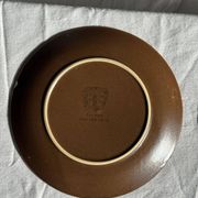 Lot de 6 assiettes à dessert vintage en grès brun