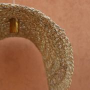 Handmade wicker hanging basket with brass finish