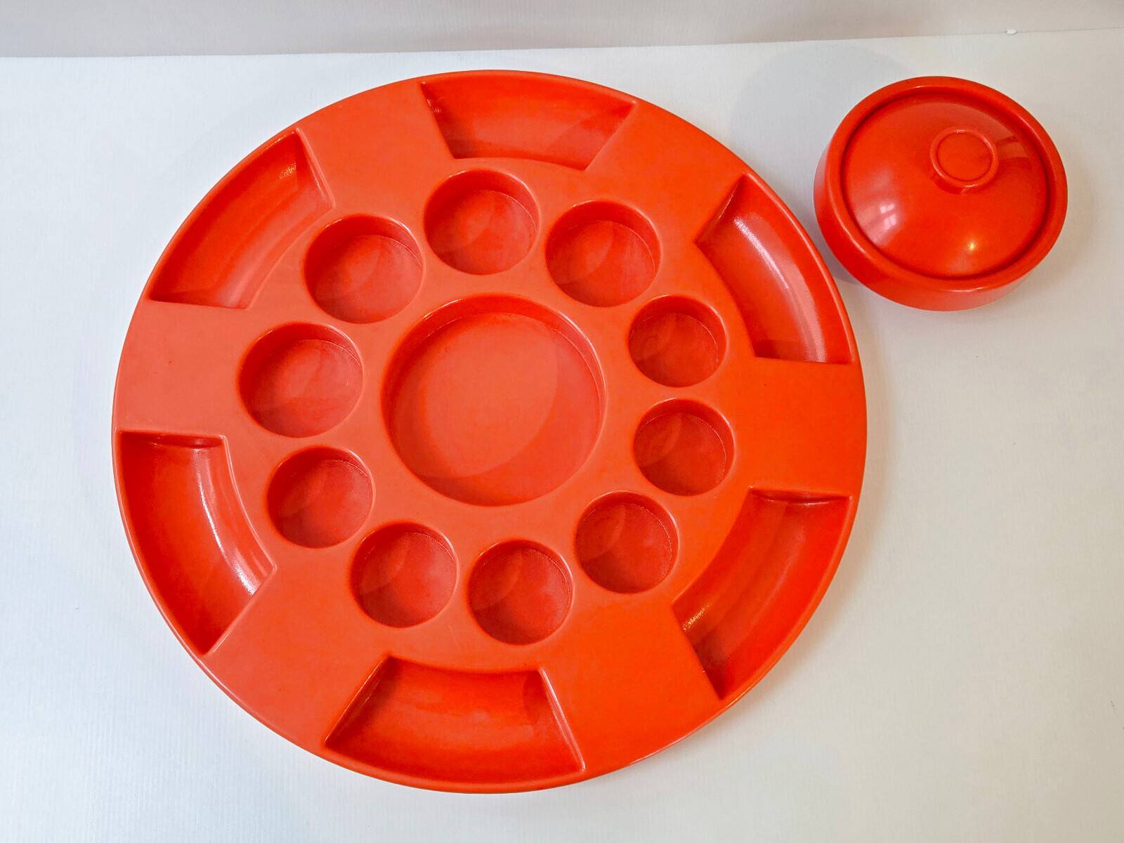 Grand plateau vintage 1970 moulded plastic orange creations bismuth paris 7