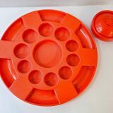 Grand plateau vintage 1970 moulded plastic orange creations bismuth paris 7