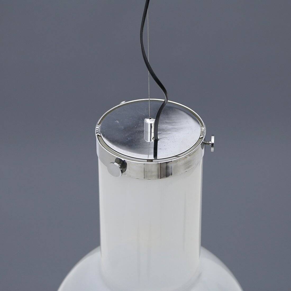 Glass and chrome metal ceiling light, 1970s