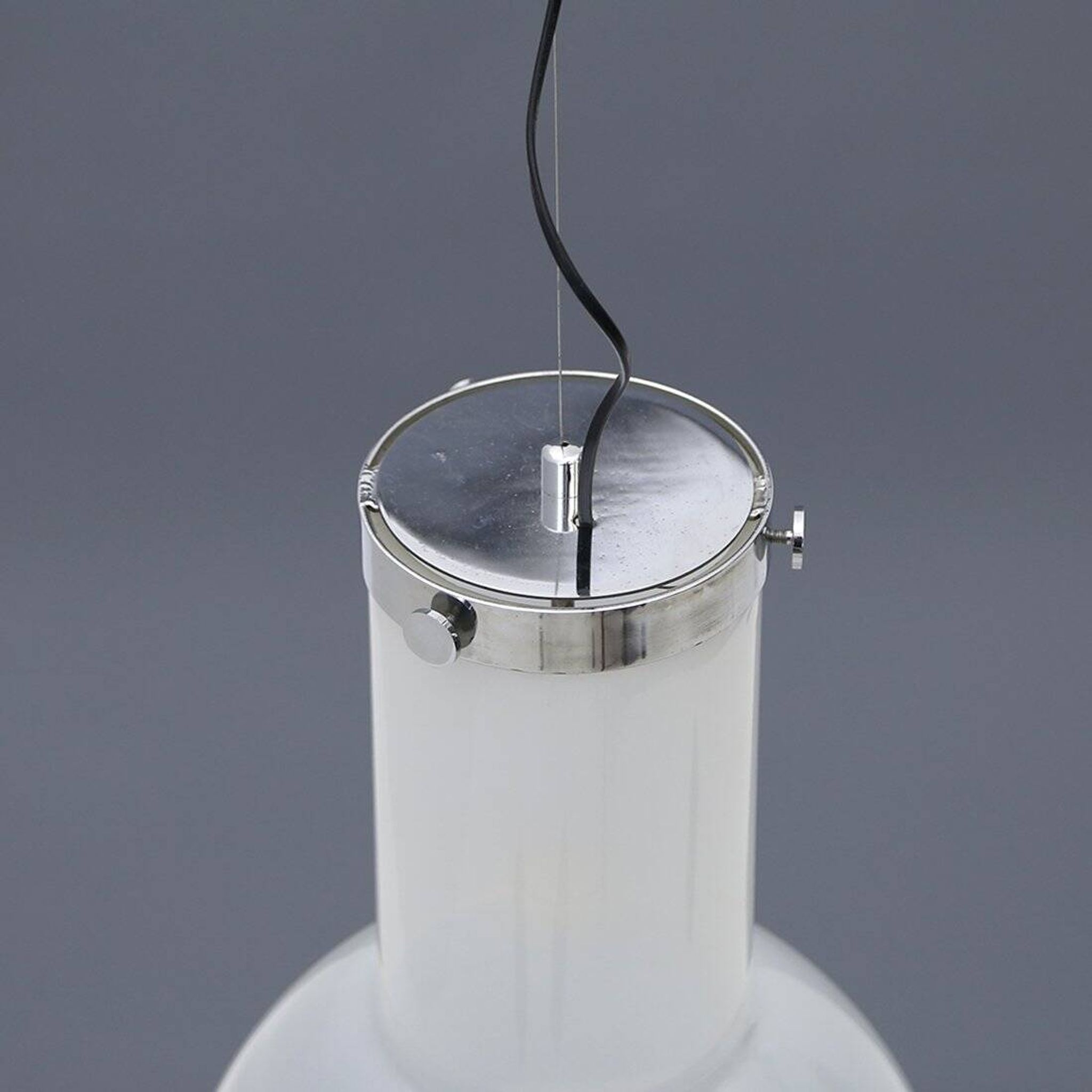 Glass and chrome metal ceiling light, 1970s
