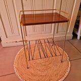 Table d'appoint en metal doré et scoubidou