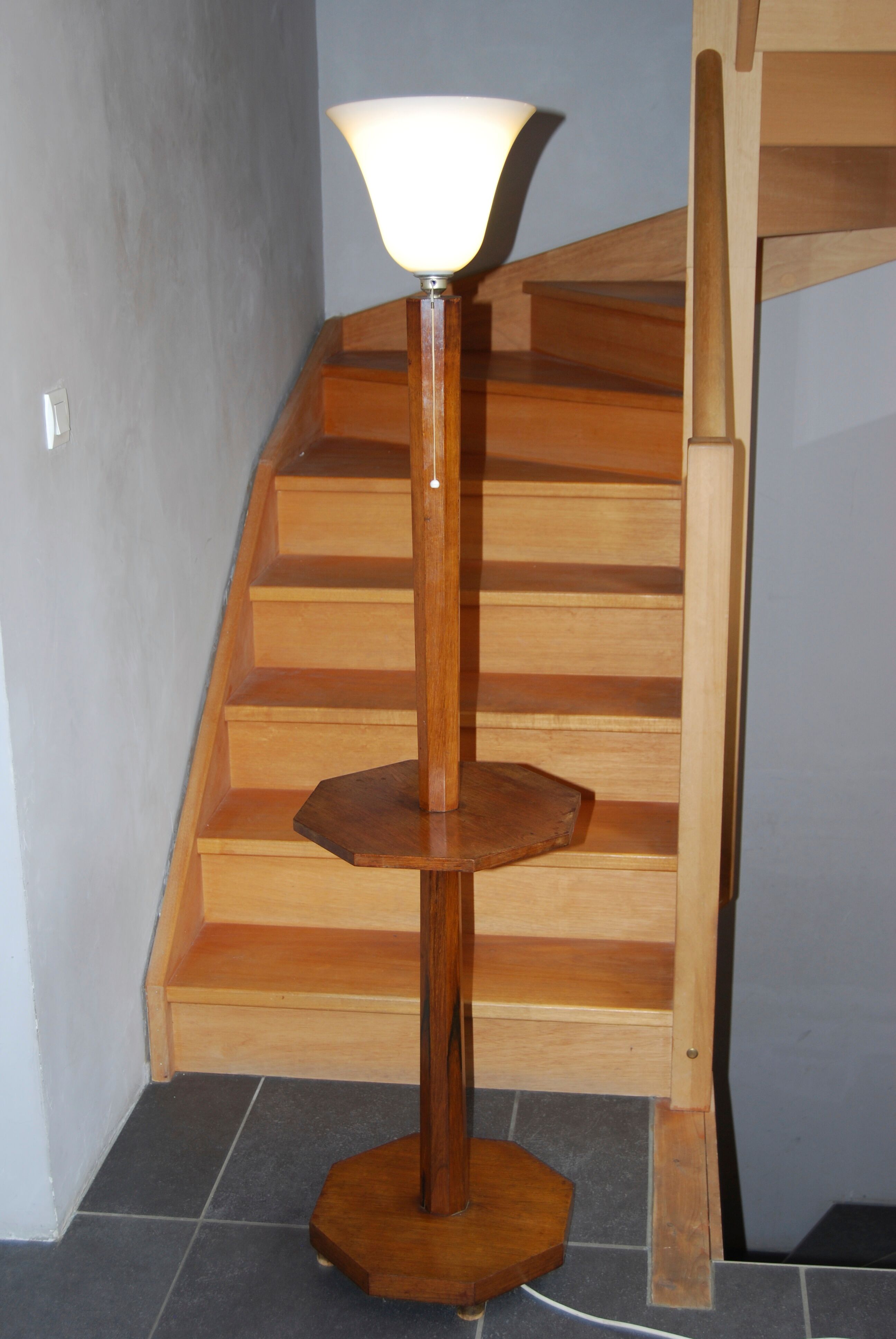 Art Deco floor lamp with shelf