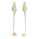 Pair of designer parquet floor lamps composed of lacquered metal and chrome bases and designer white plastic lampshades
