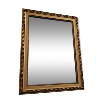 Miroir en bois doré à la feuille d'or 48x63cm