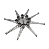 Design candle holder in silver metal, with 8 candles, modular spider