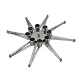 Design candle holder in silver metal, with 8 candles, modular spider