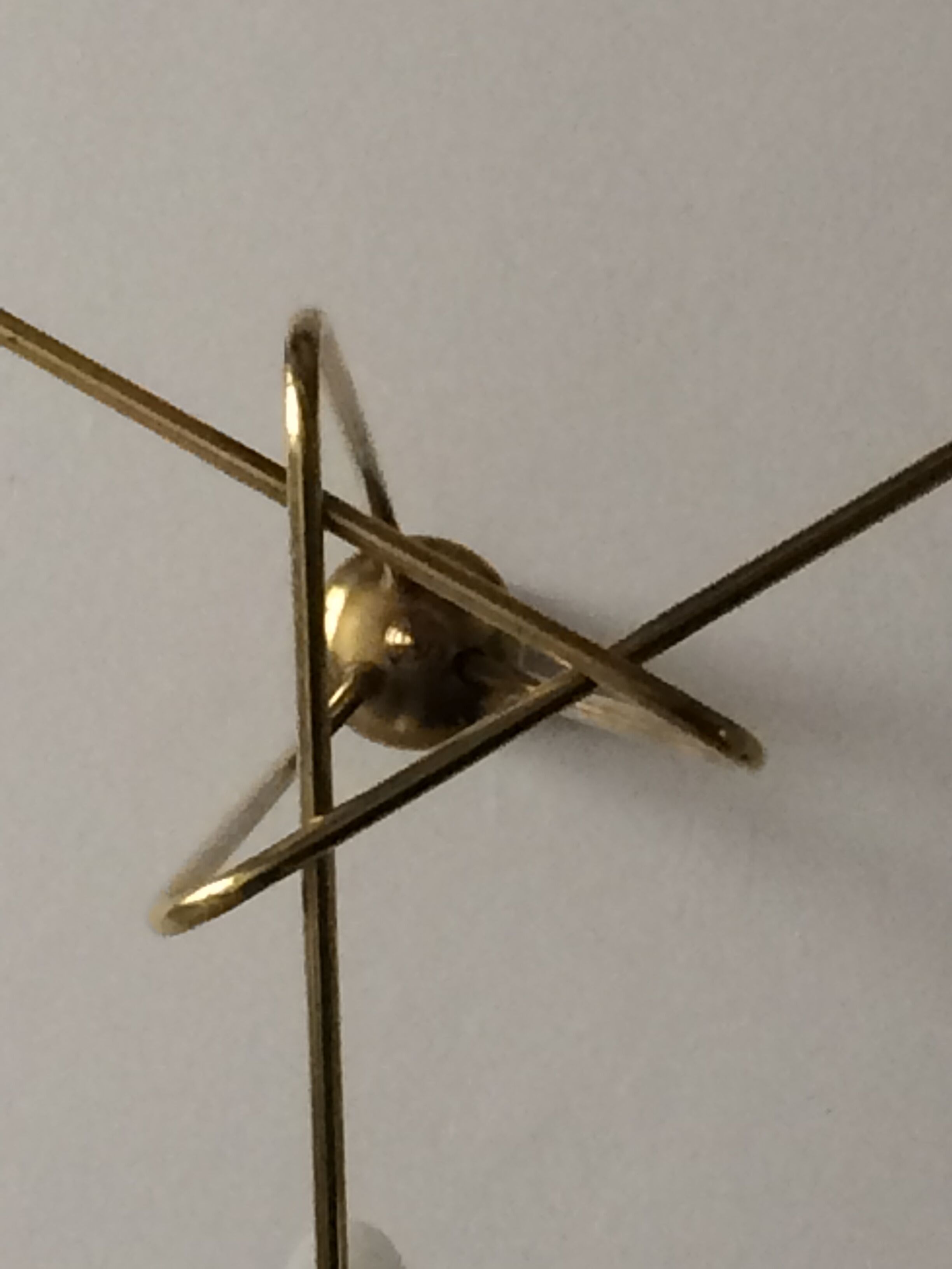 3-branch brass and opaline chandelier 1950/1960