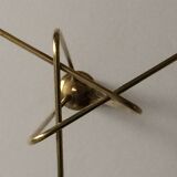 3-branch brass and opaline chandelier 1950/1960