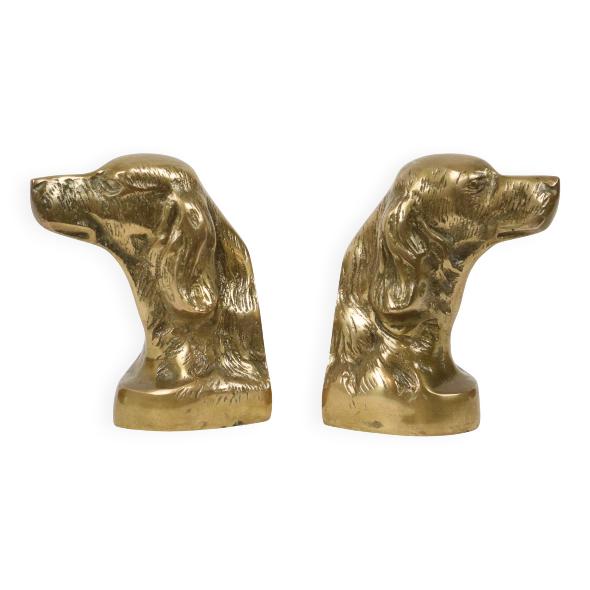 Vintage Pair of Brass Bookends for Irish Setter Dogs