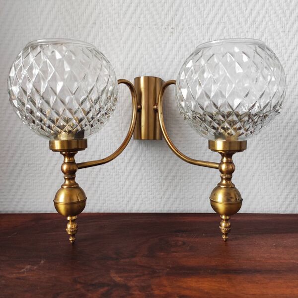 Suite de 4 appliques vintage globe en verre