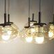Light smoked glass water drop chandelier with 6 drops from the 1960s.