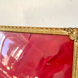 Vintage gold colored metal picture frame 24.5 cm x 18 cm convex glass