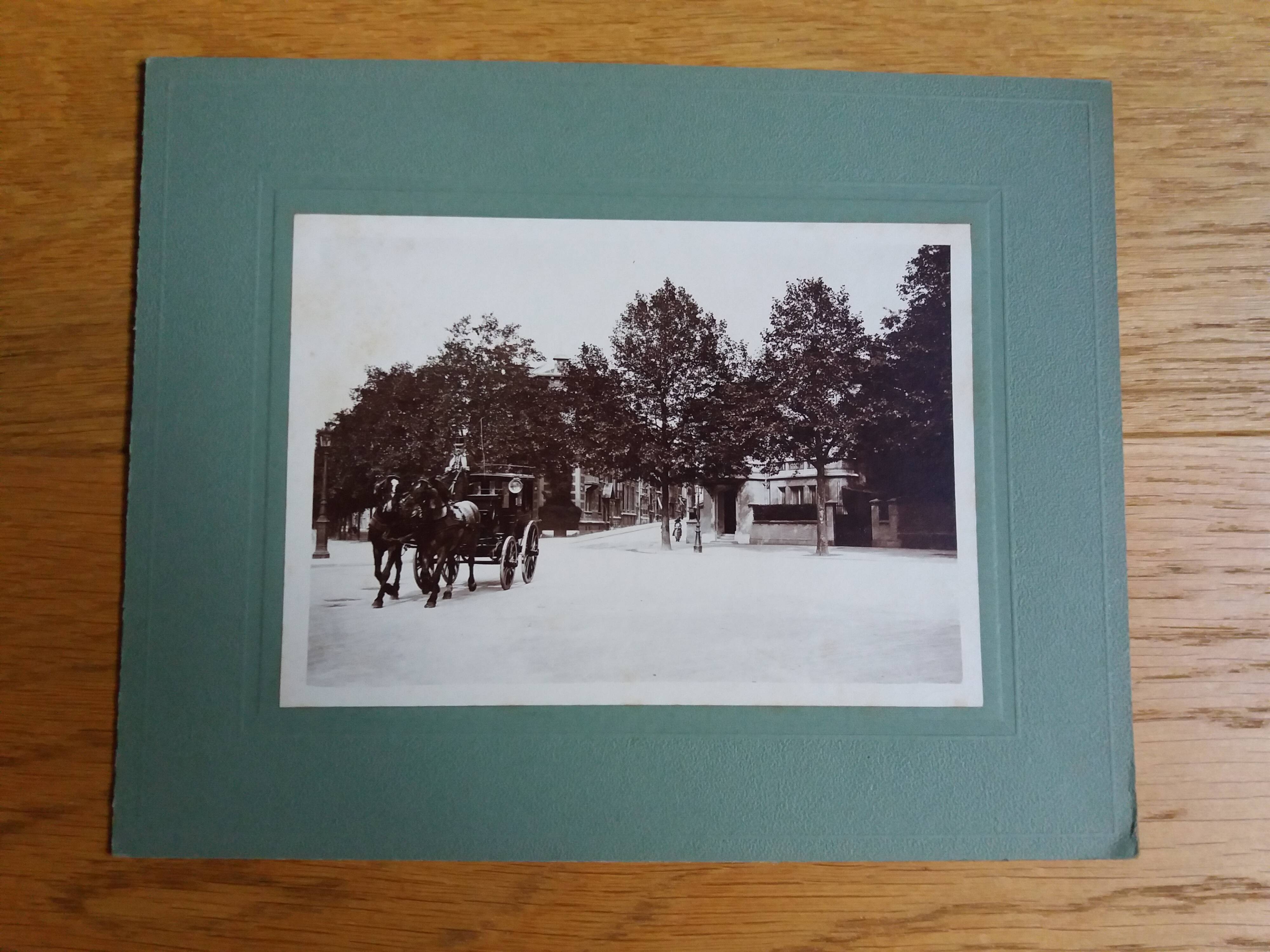 Old photograph 1900 stagecoach, horses and coachman State Railways