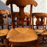 Chairs straw and wood cherry style directoire