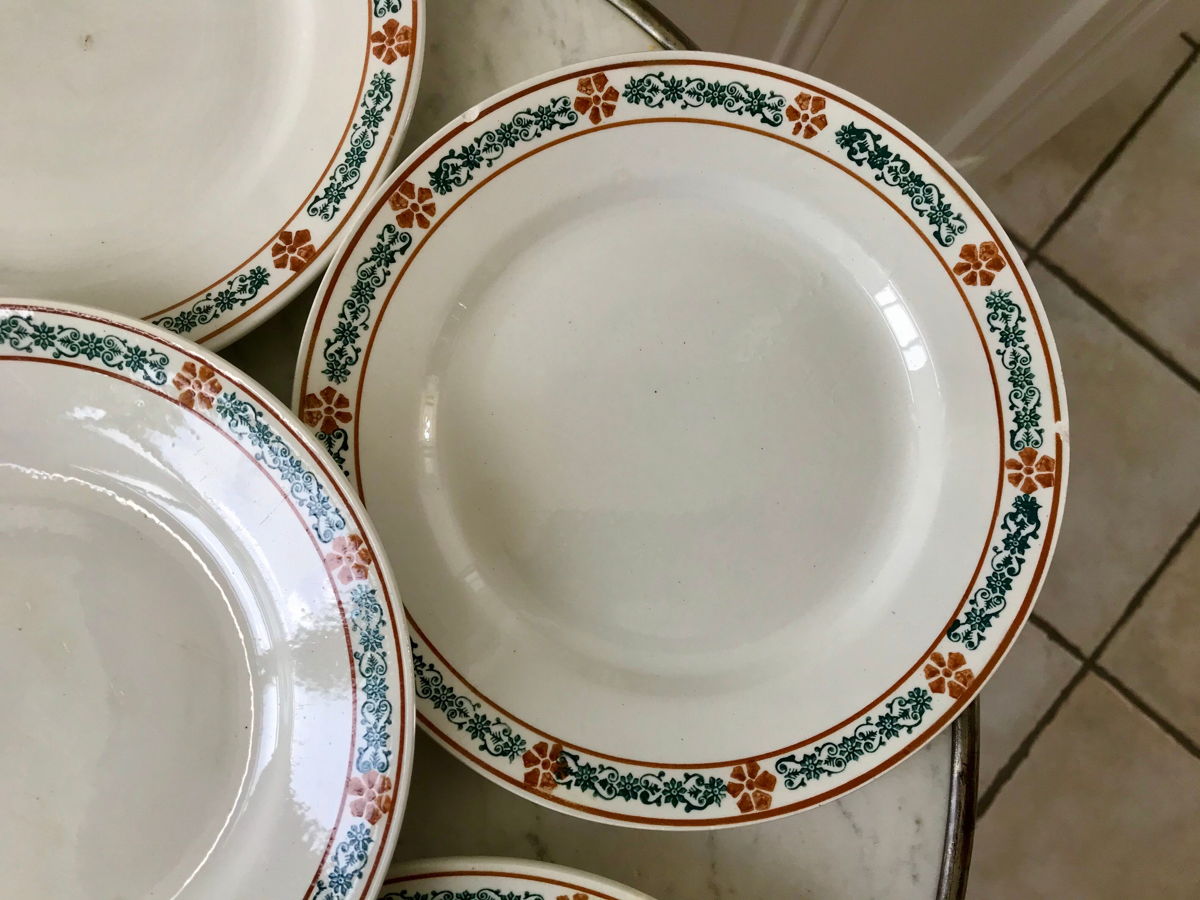 lot of 6 hollow plates Terre de Fer St Amand model "Molière" XXth