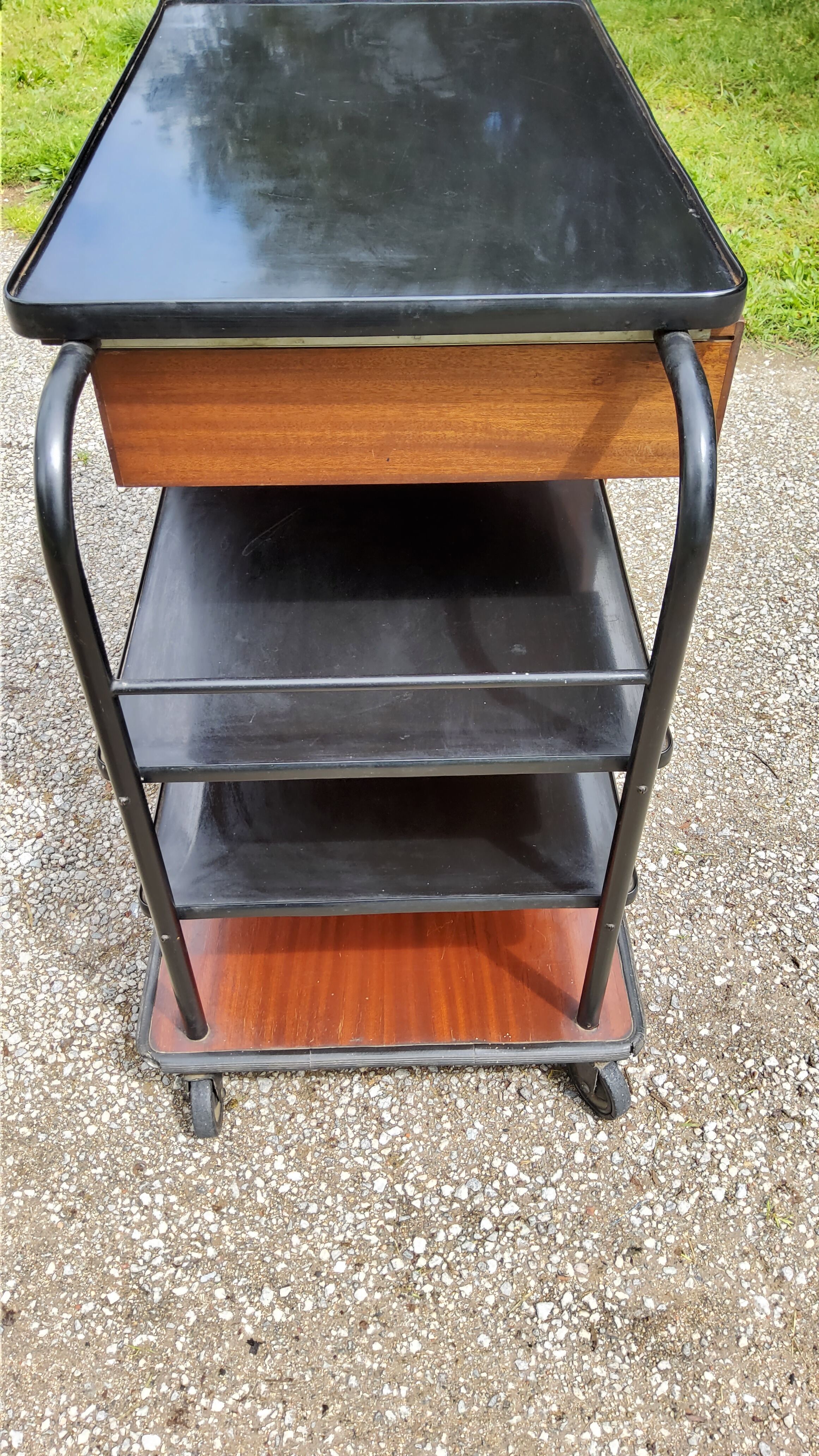 1960s roller service in mahogany and formica fournier paris