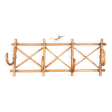 Vintage rattan wall coat rack
