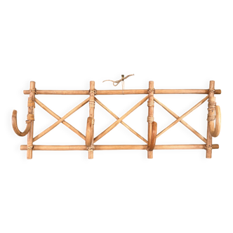 Porte manteau mural en rotin vintage