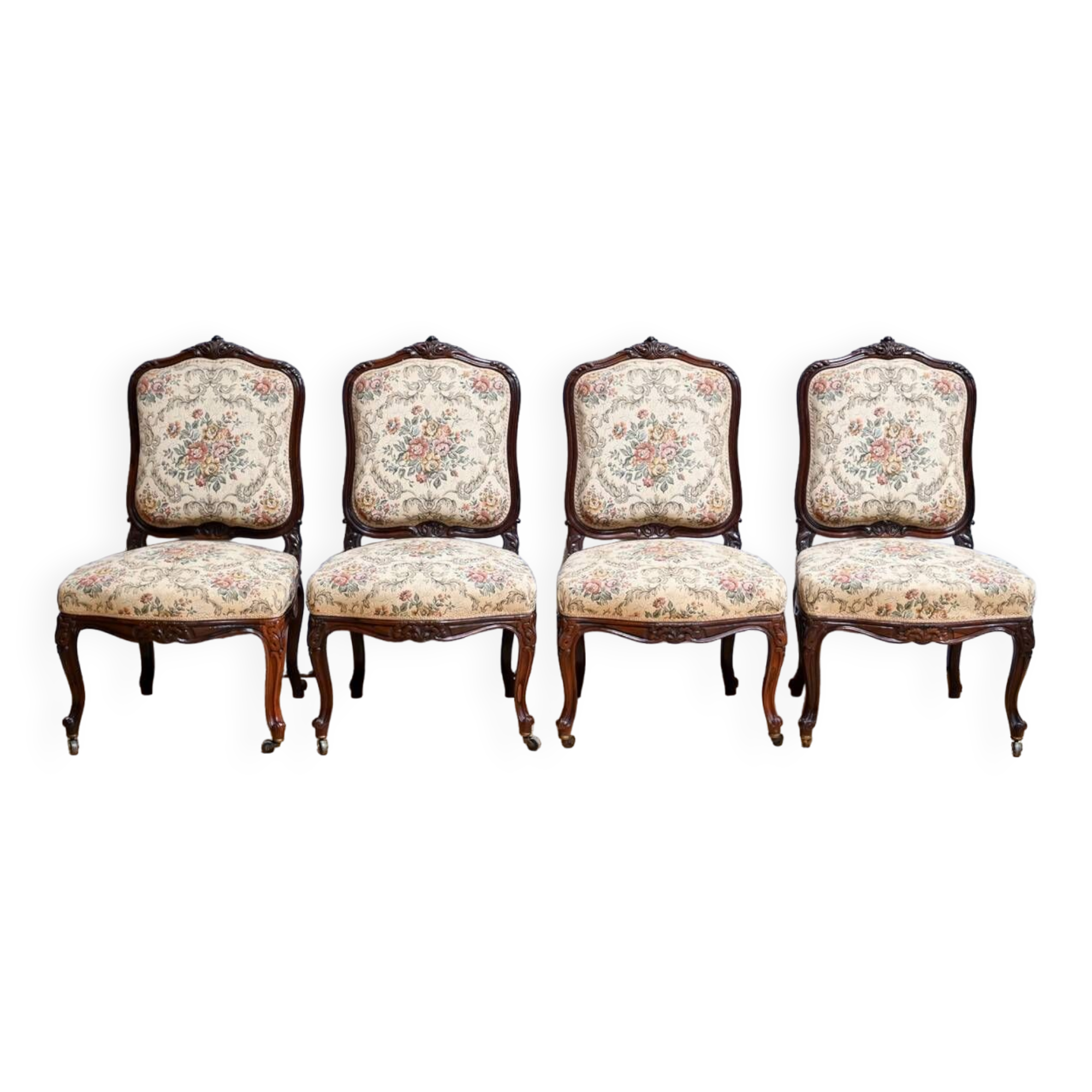Suite of 4 Rosewood Chairs, Louis XV style, Napoleon III period – Mid-19th century