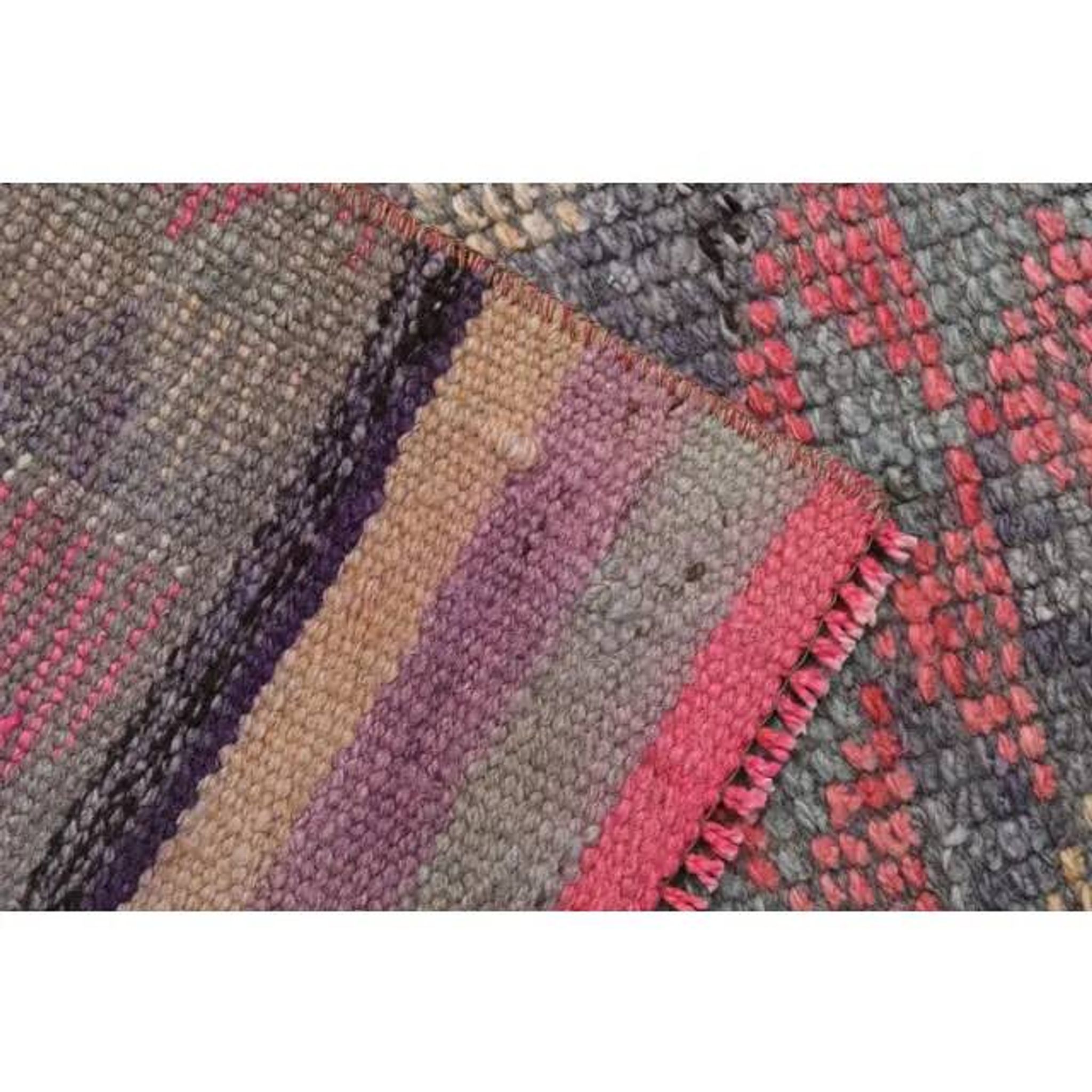 Vintage Turkish Hand-Knotted Wool Cotton Pink Runner Rug 98x330