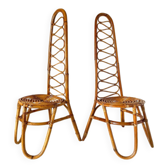 Chaises en bambou Bonacina modernes du milieu du siècle, lot de deux, Italie années 1960