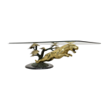 Panther table in bronze, brass and marble 1970