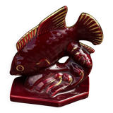 Art Deco sculpture 1930-1940 - Signed ceramic fish