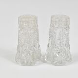 French Art Nouveau salt and pepper shakers, faceted crystal glass from the 1920s.