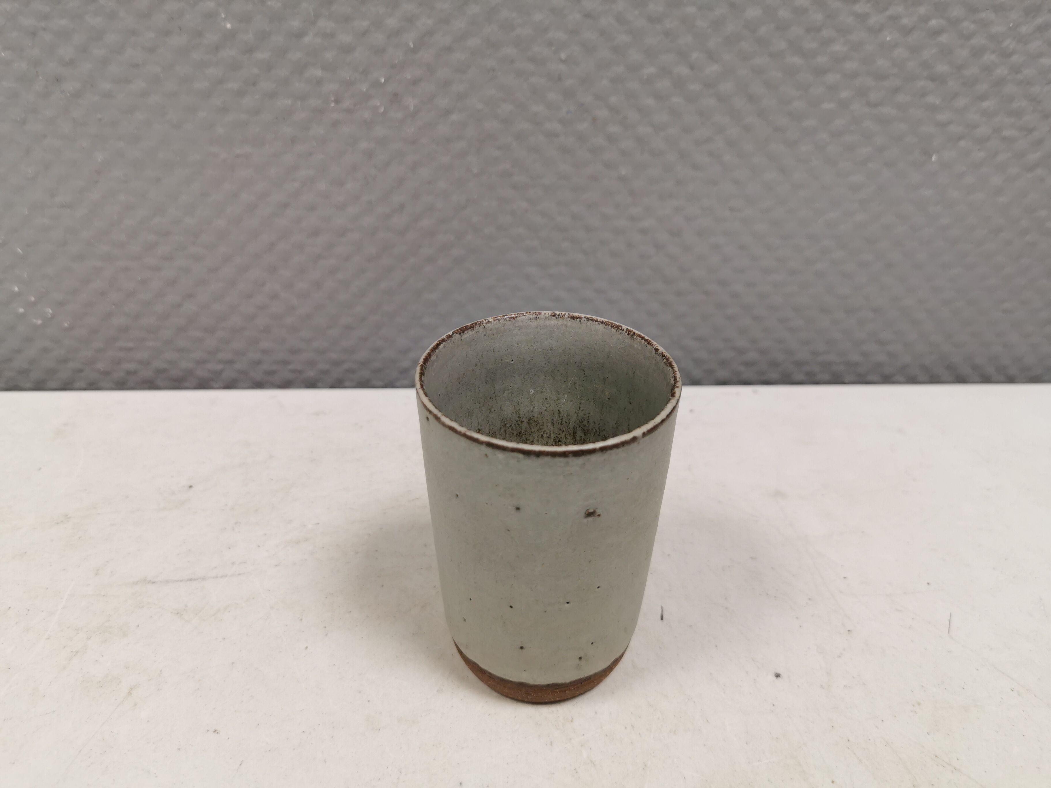 Danish Palshus small ceramic vase, Beige Gray Glaze, 1960s