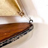 Borda wooden pond sailboat "Le Chat", navigable antique toy.