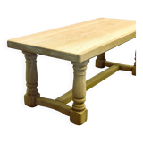 Large Sanded Full Oak Vintage French Dining Table, 1960s. France