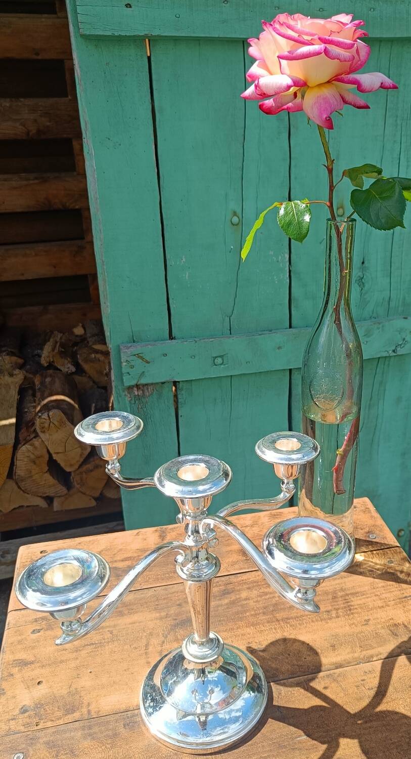 English silver candelabra candlestick