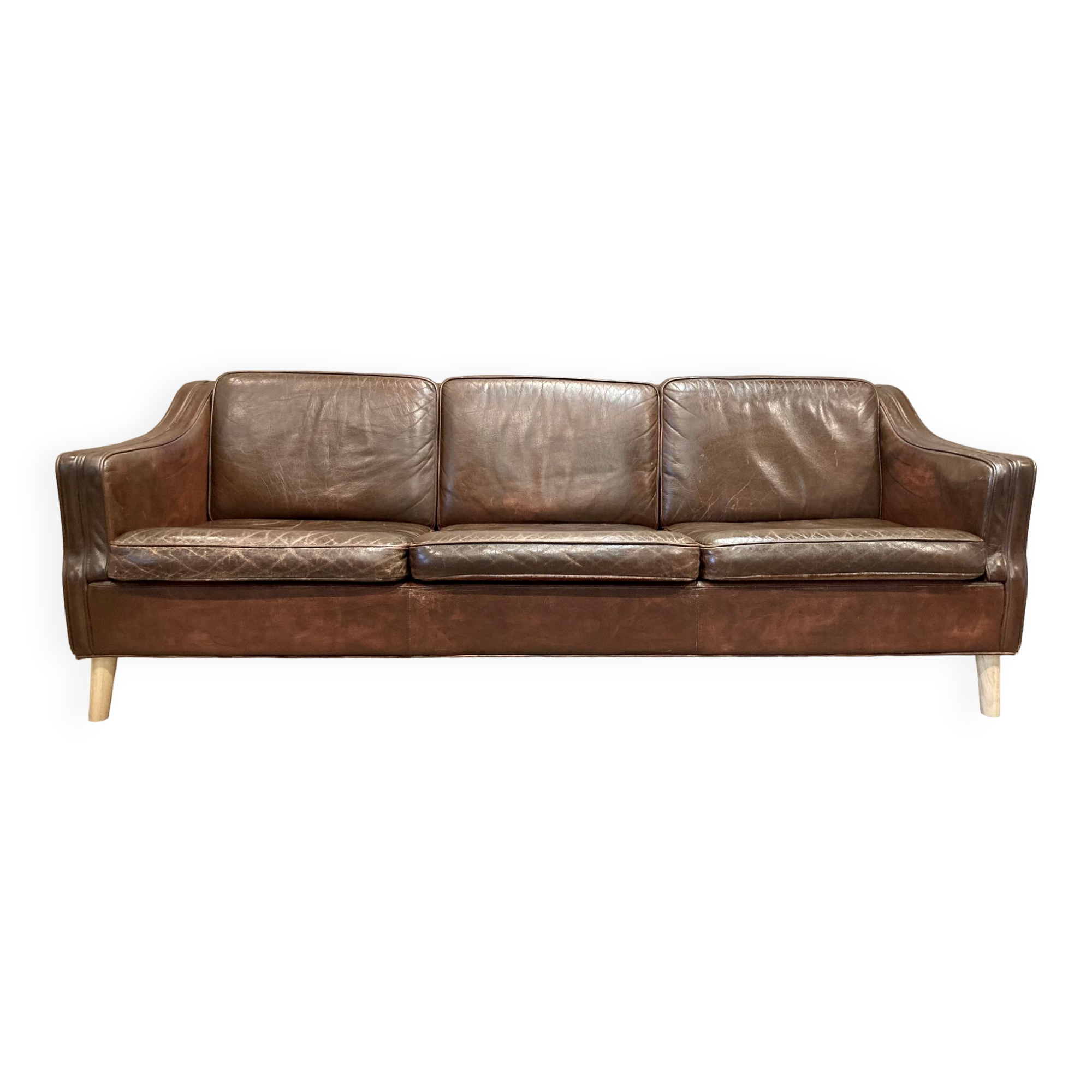 3-seater leather sofa Scandinavian design 1950