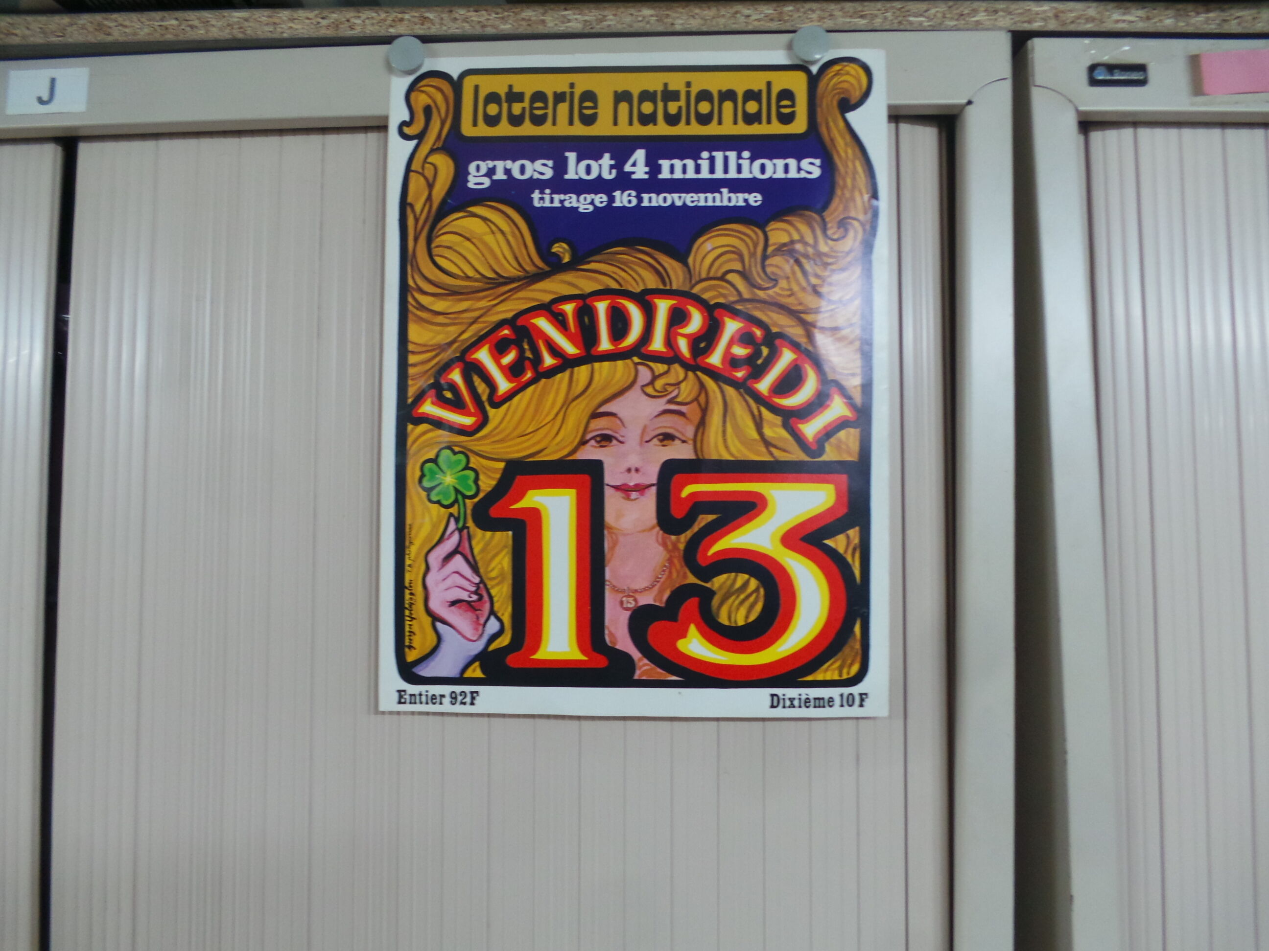 Original National Lottery poster Friday 13 illustrated by Georges Yoldjoglou