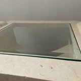 Vintage travertine and beveled glass coffee table