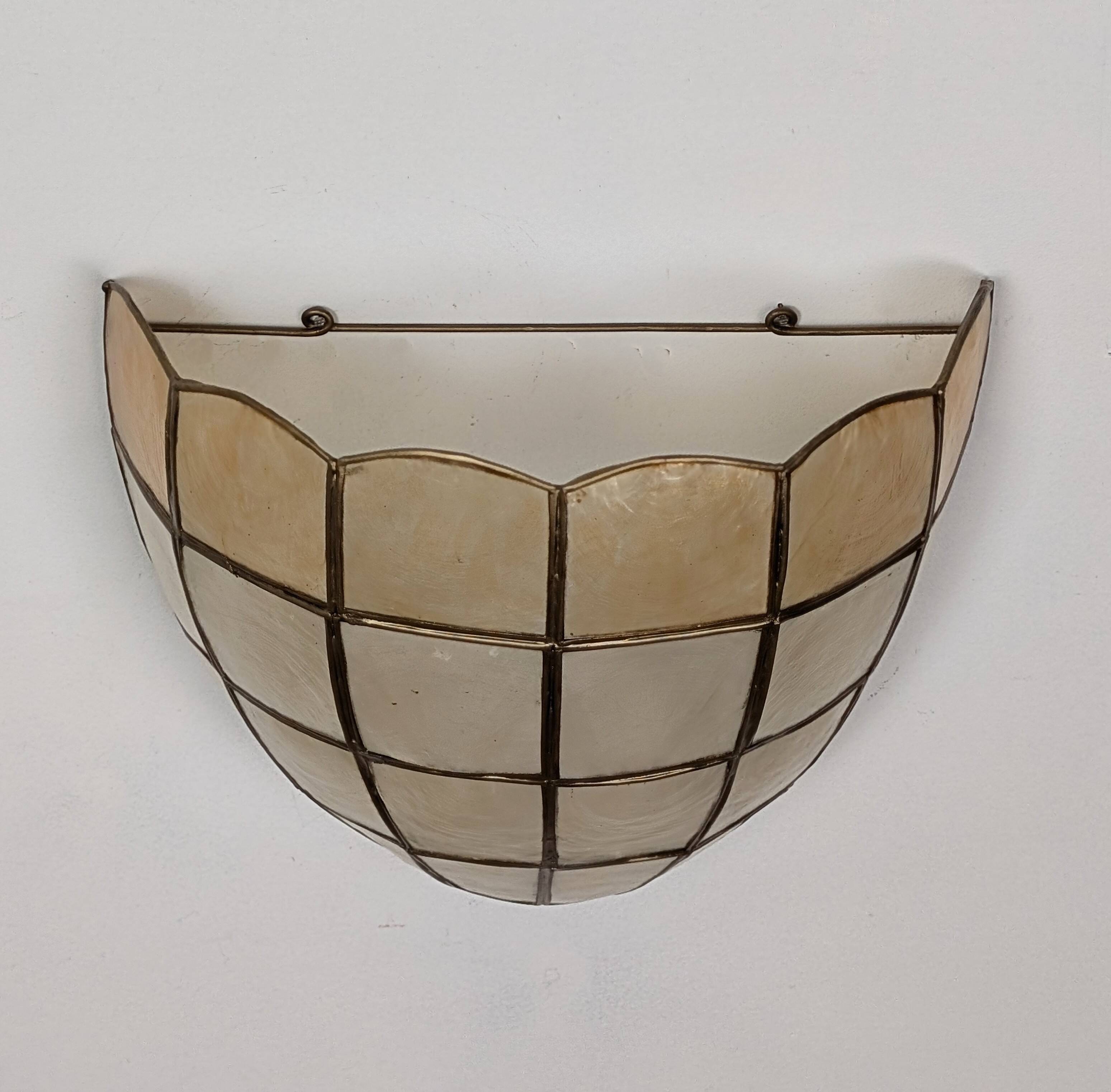 Pair of mother-of-pearl wall lights